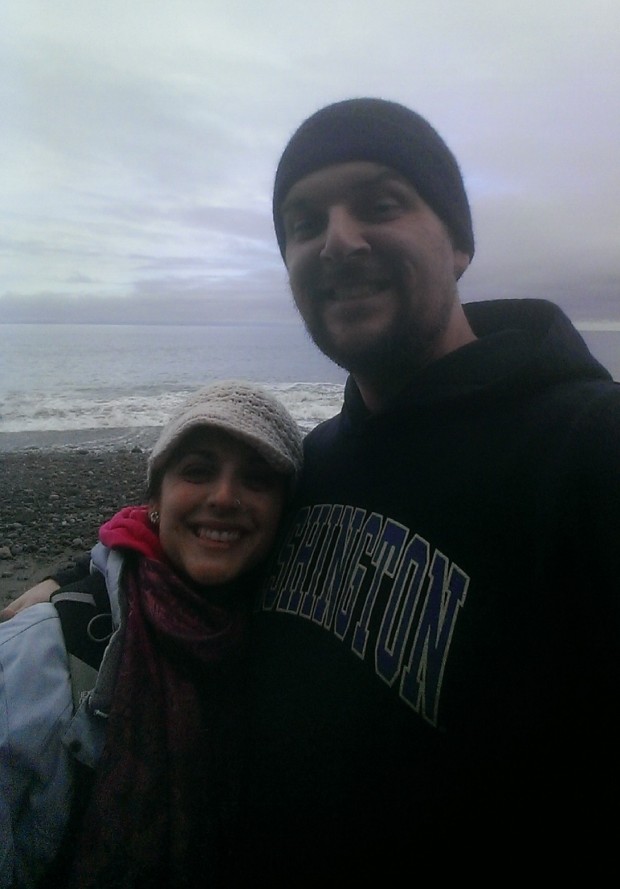 Me and my wife, Nina, taking a Dungeness Spit selfie!